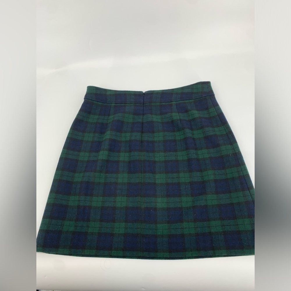 J. Crew Navy Blue and Dark Green A-Line Tartan Skirt Size 10 - Picture 5 of 9